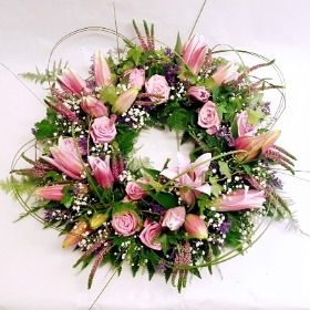 Classic Rose and Lily Wreath design