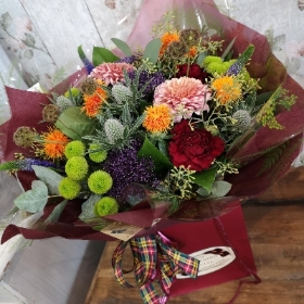 Scottish themed handtied bouquet