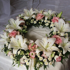 Classic Rose and Lily Wreath design